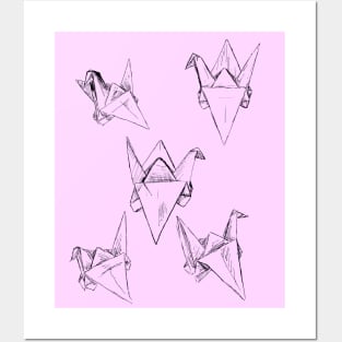 Pink Paper Cranes Posters and Art